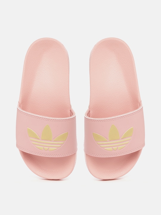 ADIDAS Originals Women Pink & Gold-Toned Brand Logo Printed Sliders - View 3