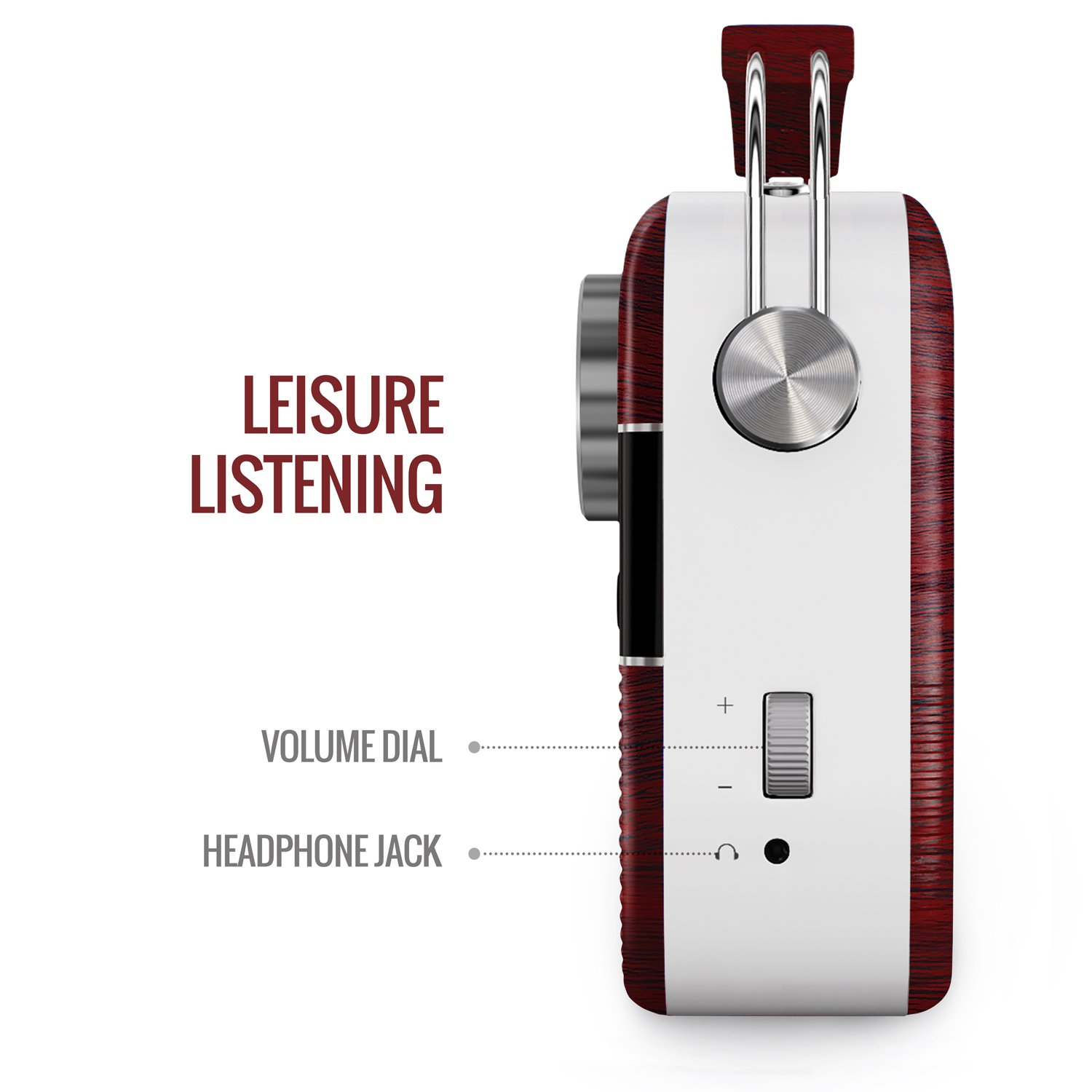 Saregama Carvaan Hindi - Portable Music Player with 5000 Preloaded Songs, FM/BT/AUX (Cherrywood Red) - View 4