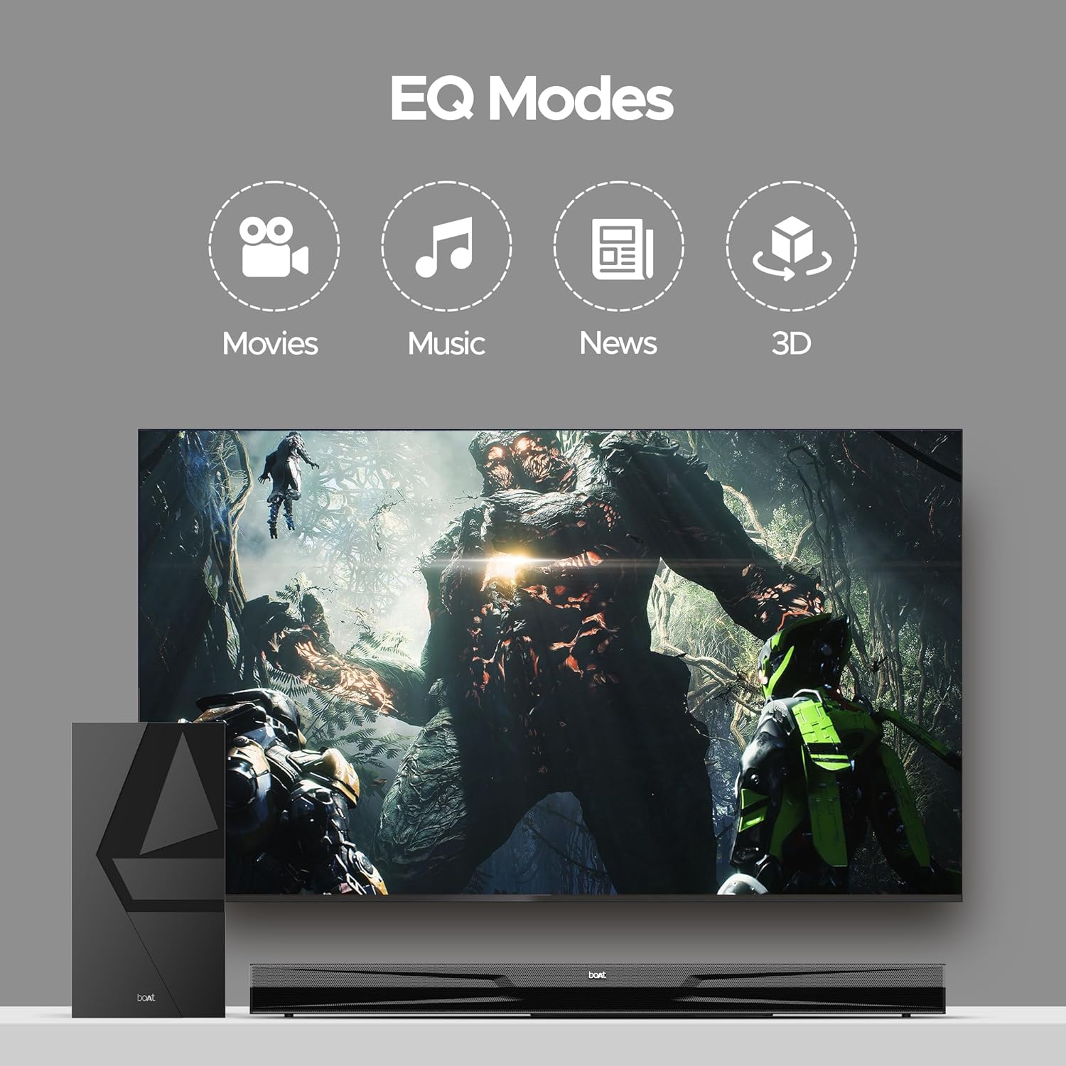 boAt Aavante Bar Quake Pro, 240W Signature Sound, 2.1CH, Wireless Subwoofer, BT v5.3, Multiple Ports, Bass & Treble Controls, Bluetooth Sound bar, Home Theatre Soundbar Speaker (Premium Black) - View 3