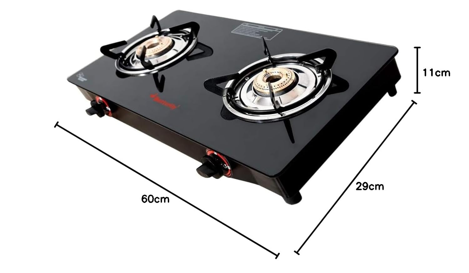 Butterfly Smart 2 Burner Glass Top Gas Stove | Manual Ignition | Scratch Resistant Toughened Glass | Brass Burners | Skid-proof Legs | 1 Year Manufacturer's Warranty | Black - View 6