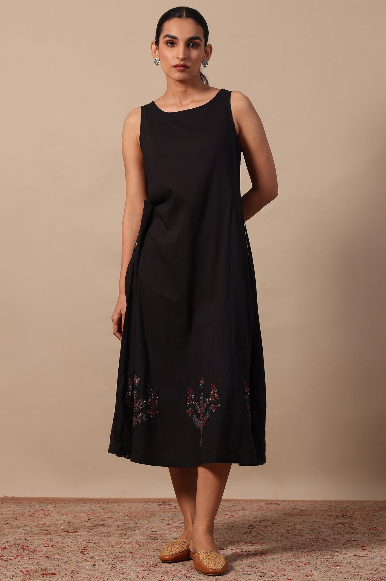 Solid Flared Pure Cotton Dress - View 9