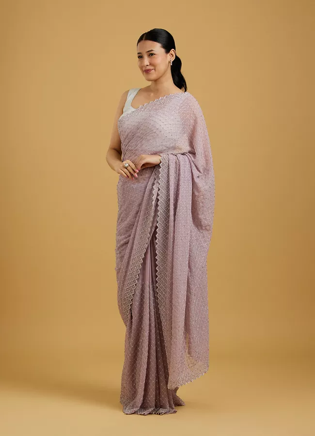 Dazzling Purple Georgette Saree