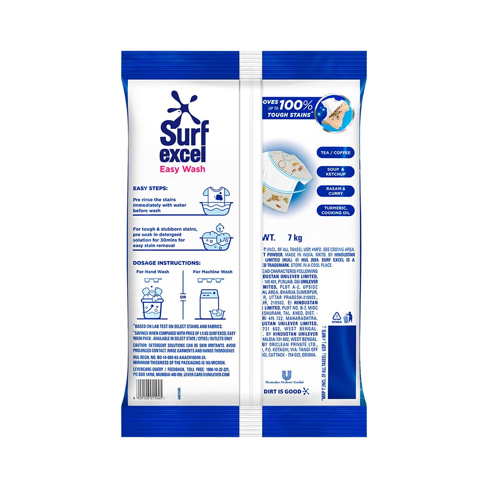 7 kg Surf Excel Easy Wash Detergent Powder | Superfine Washing Powder | Dissolves Easily & Removes Tough Stains | Suitable for all Washing Machines - View 6