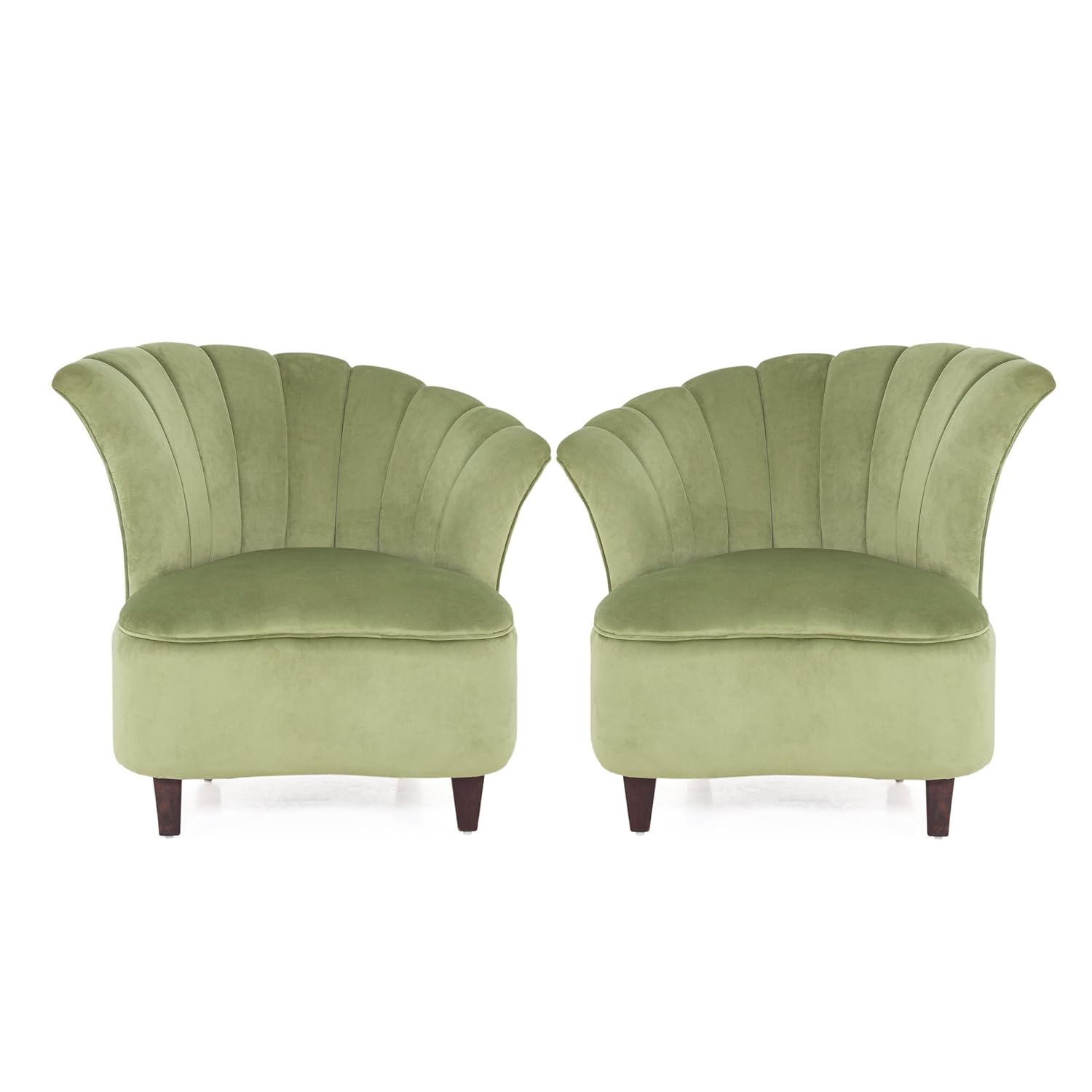 Peachtree Butterfly 1 Seater Chair for Living Room, Mango Wooden Frame & Sheesham Wood Leg | Velvet Fabric Chair for Dining Room | Single Seater Chair | No Armstyle |1 Year Warrranty (Set of 2, Green) - View 4