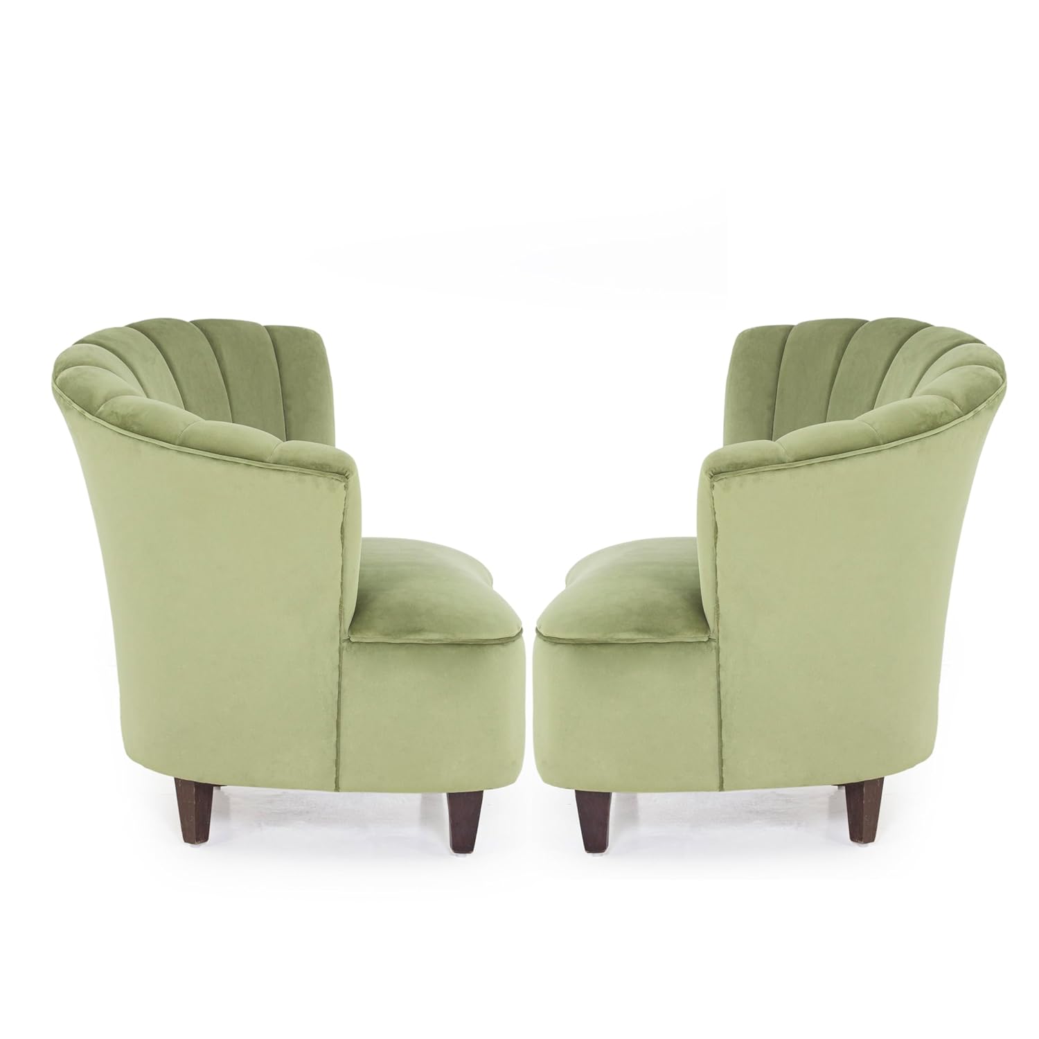 Peachtree Butterfly 1 Seater Chair for Living Room, Mango Wooden Frame & Sheesham Wood Leg | Velvet Fabric Chair for Dining Room | Single Seater Chair | No Armstyle |1 Year Warrranty (Set of 2, Green) - View 5