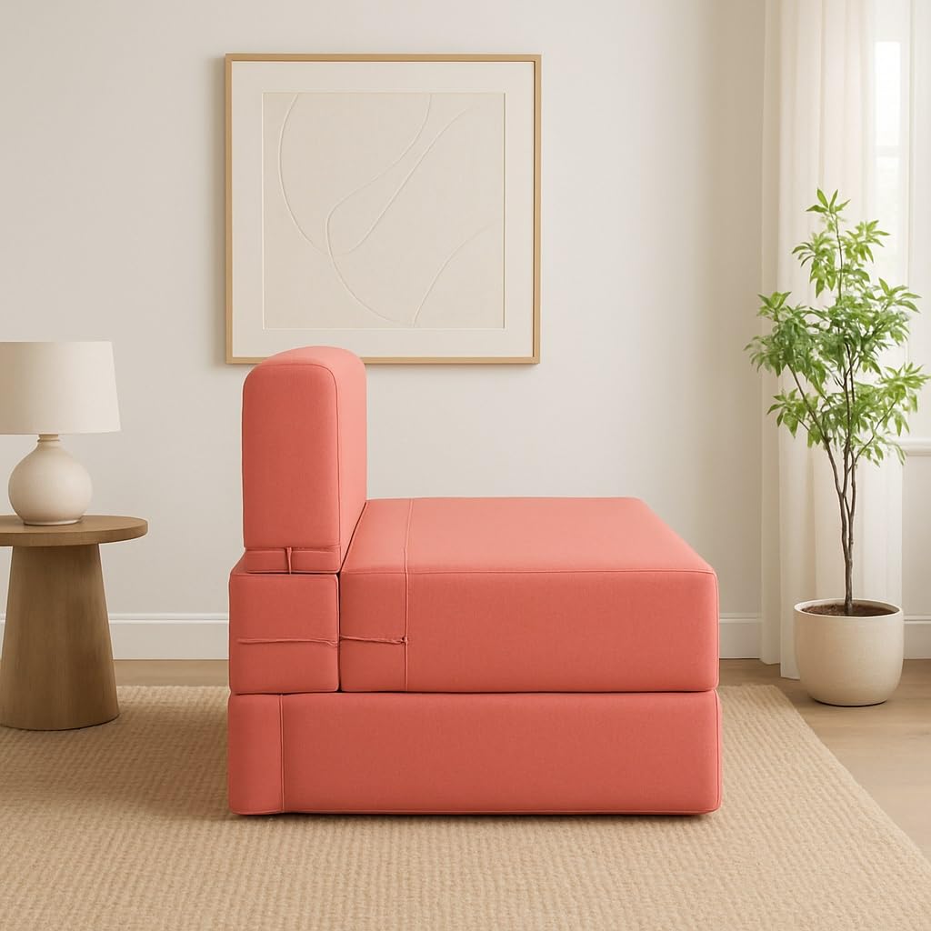 PumPum EPE Foam 2-Seater Sofa Cum Bed � 36 Inch Width, Convertible Design, Lightweight & Foldable (Peach) - View 3