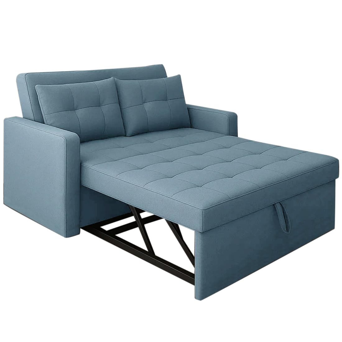 FURNY Tressa 2 Seater Pull-Out Premium Fabric Sofa Cum Bed Sofa Set for Living Room (Sky Blue Fabric) - View 4