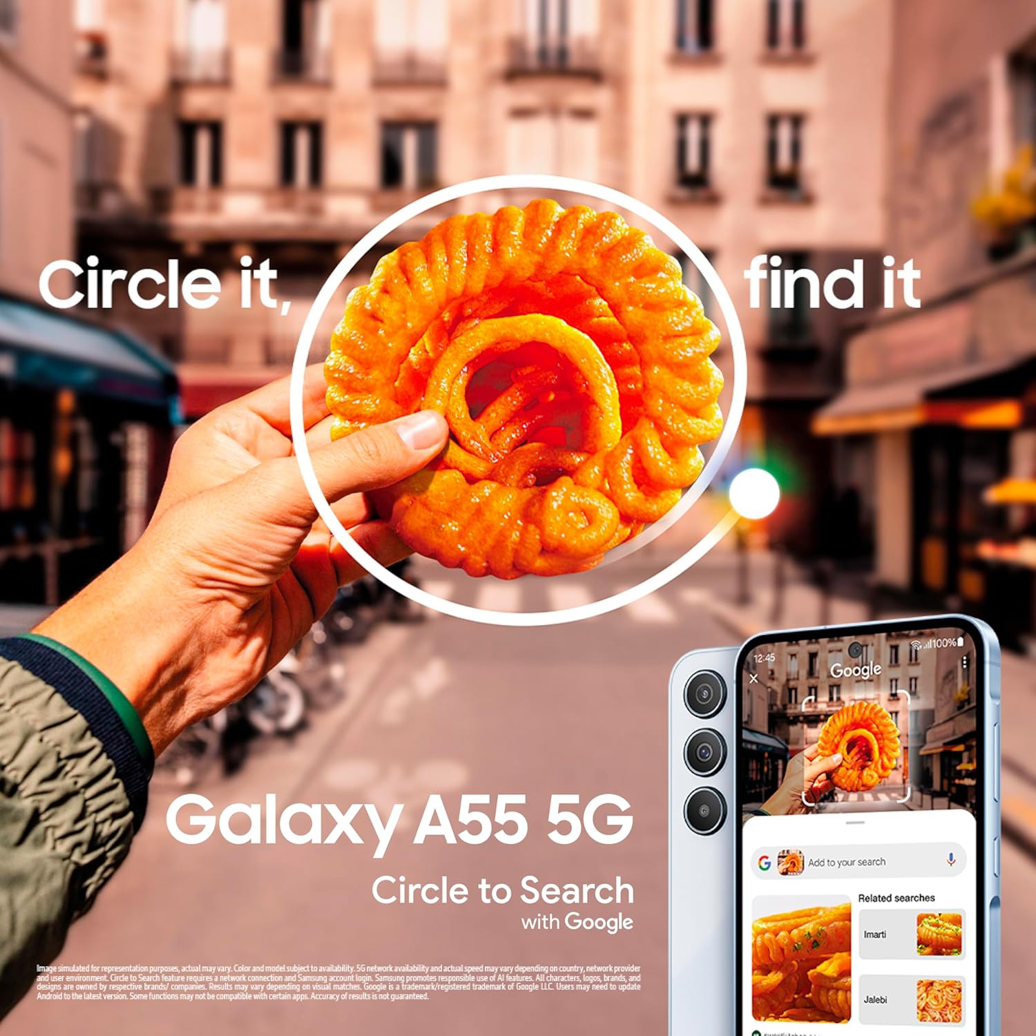 Samsung Galaxy A55 5G (Awesome Iceblue, 8GB RAM, 256GB Storage) | AI | Metal Frame | 50 MP Main Camera (OIS) | Super HDR Video| Nightography | IP67 | Corning Gorilla Glass Victus | sAMOLED Display - View 2