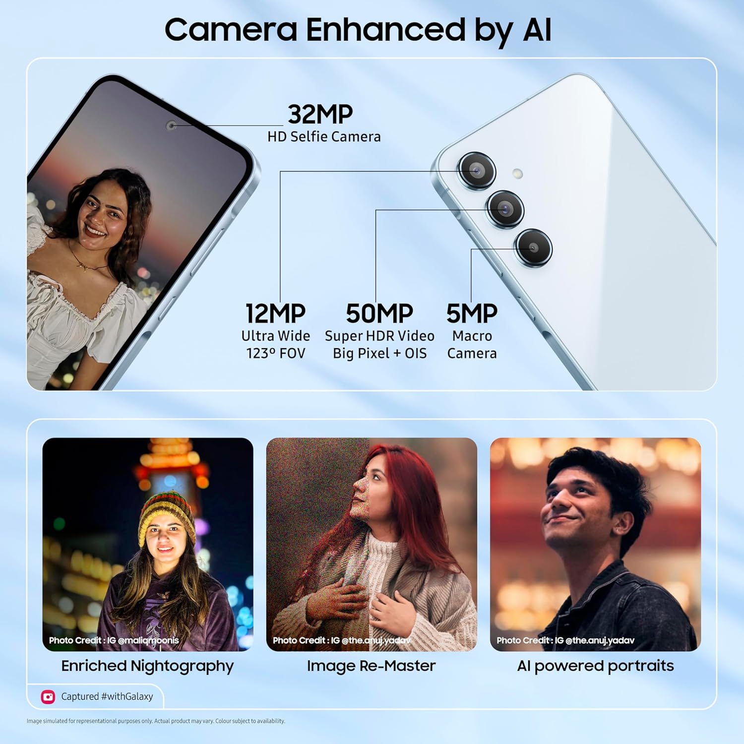 Samsung Galaxy A55 5G (Awesome Iceblue, 8GB RAM, 256GB Storage) | AI | Metal Frame | 50 MP Main Camera (OIS) | Super HDR Video| Nightography | IP67 | Corning Gorilla Glass Victus | sAMOLED Display - View 6